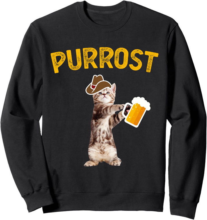 Oktoberfest Prost Lustige Katze Trinkbier Sweatshirt