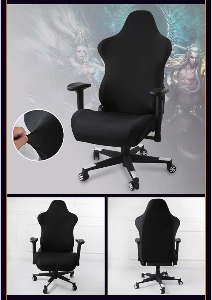 Schwarze Dehnbare Gaming-Stuhlbezüge Schonbezüge, ergonomische Büro-Computerspielstuhl-Schonbezüge f