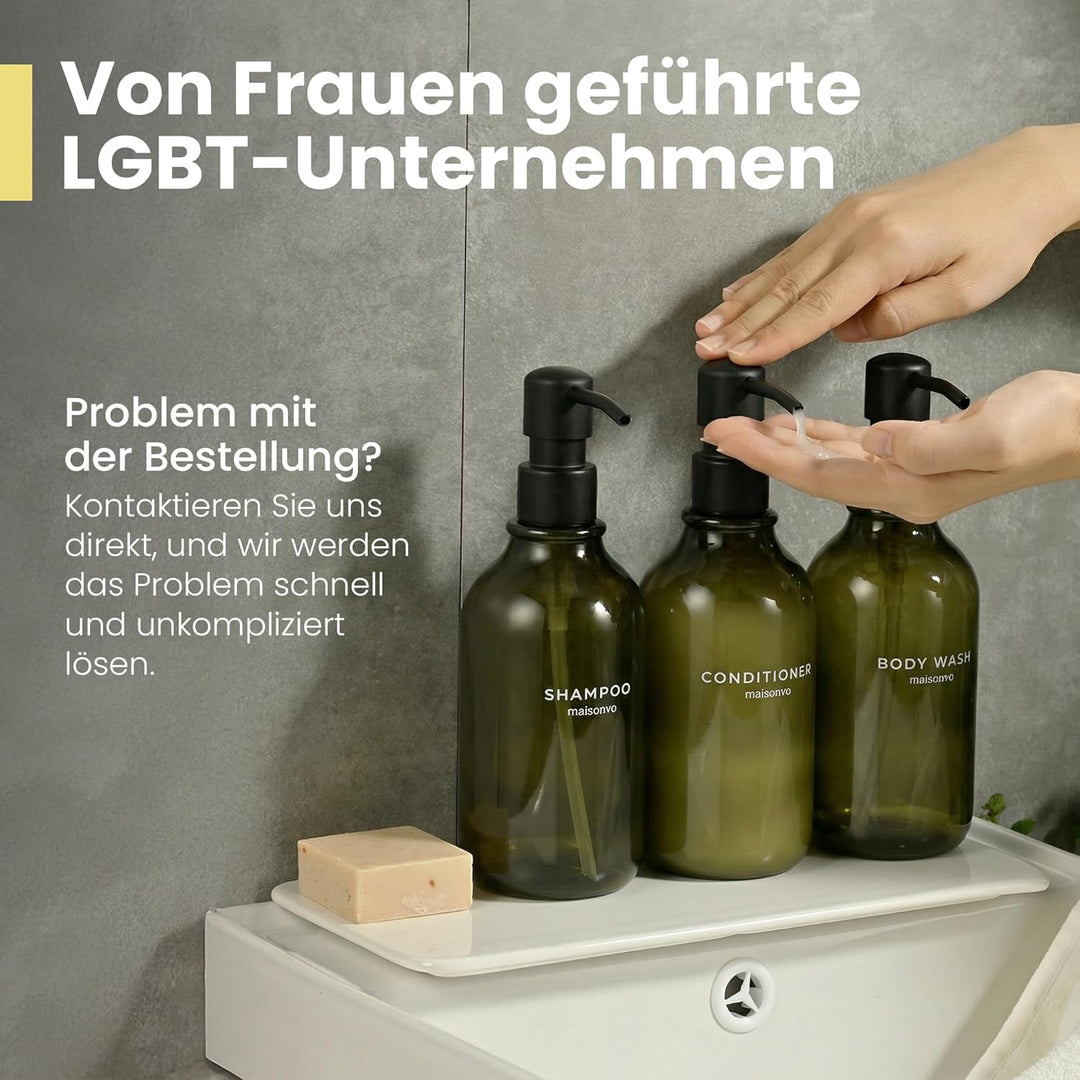 MaisoNovo Shampoo Spender Für Dusche 3er Set - Schwarz Duschgelspender Für Dusche Mit Pumpe Schwarz