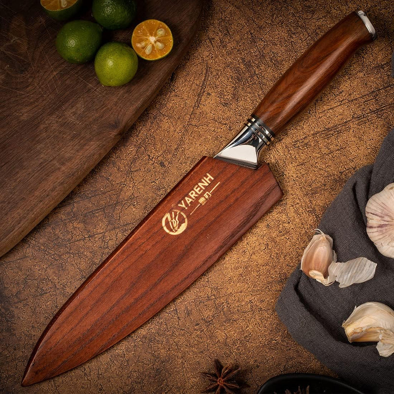 YARENH Damastmesser Profi Kochmesser 20.5 cm, Scharf Kochen Messer, 73 Schichten Damaststahl Küchenm