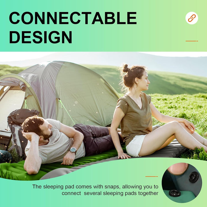 Luftmatratze Camping Ultraleichte Isomatte Camping mit Fusspresse Pumpe, Aufblasbare Matratze für Ou