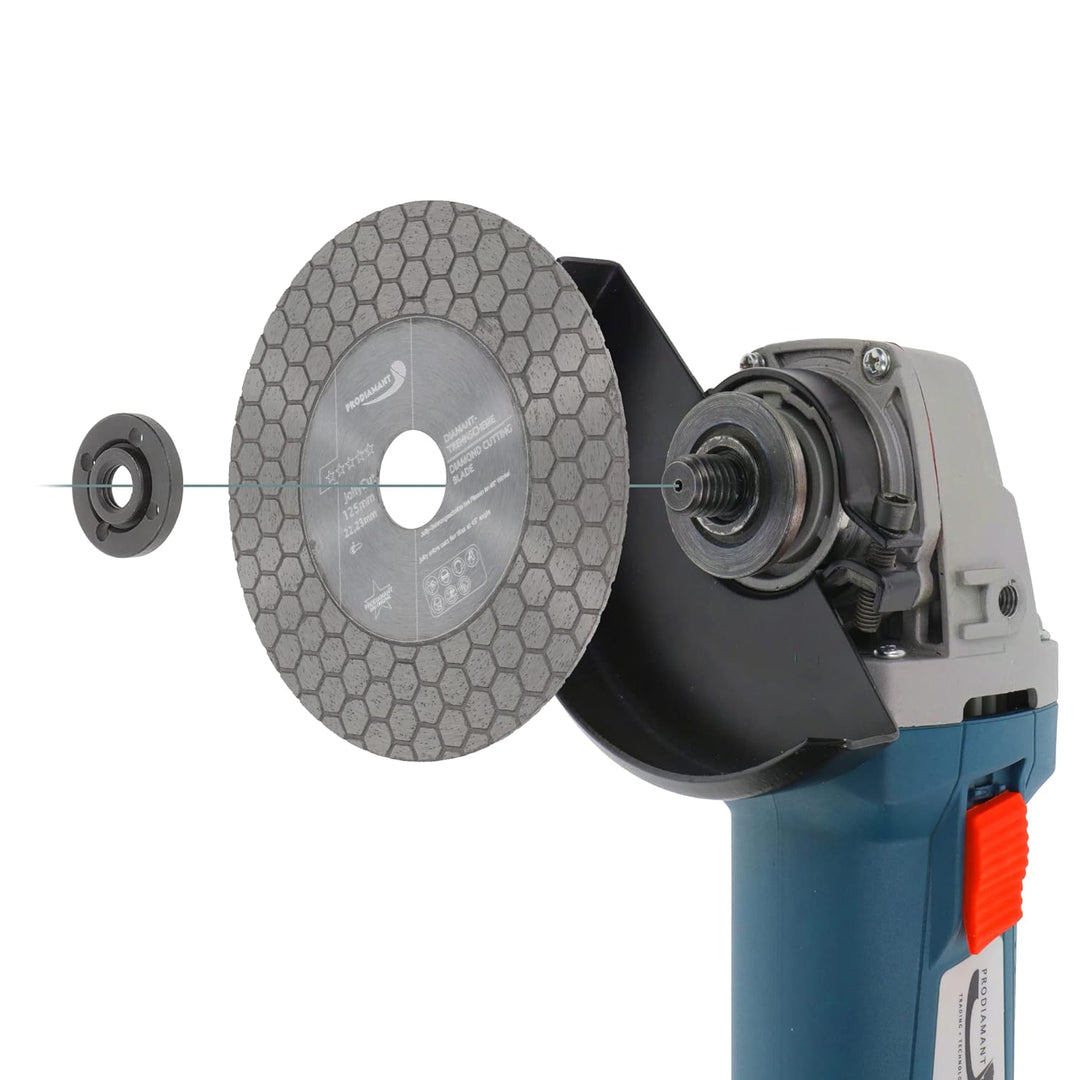 PRODIAMANT Jolly Diamanttrennscheibe 125mm für Fliese und Feinsteinzeug zum Fasen, 45 Grad Schneiden