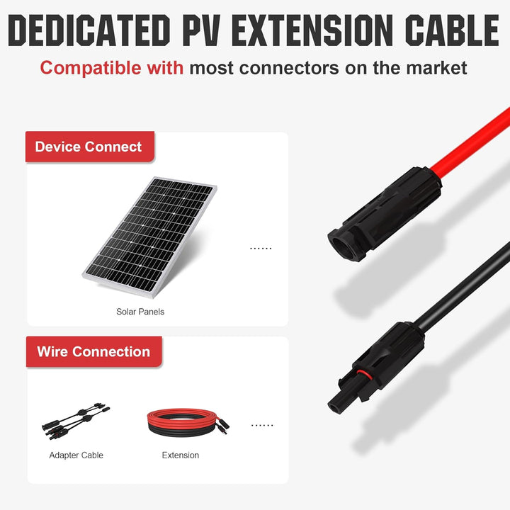 ECO-WORTHY Solarkabel 4mm² mit Solarstecker,2x5m Solarkabel Verlängerungskabel, PV Kabel Solarleitun