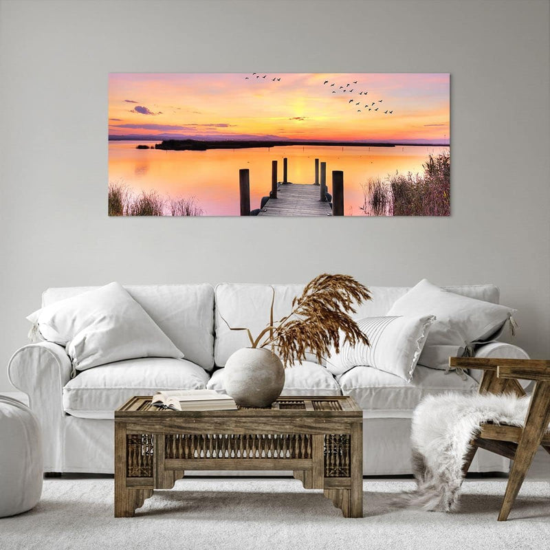 Wandbilder Dekoration Wohnzimmer Fussgängerbrücke Sommer Menschen Liebe Bilder auf Leinwand 120x50cm