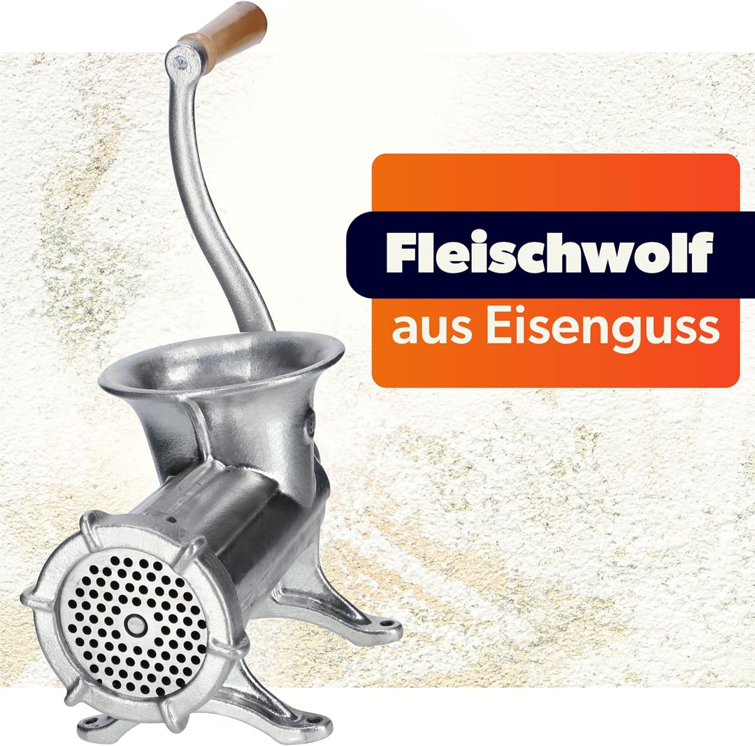 KADAX Fleischwolf aus Eisenguss, 6 Grössen, manuelle Fleischmaschine, Vintage Fleischwolf, verzinkte