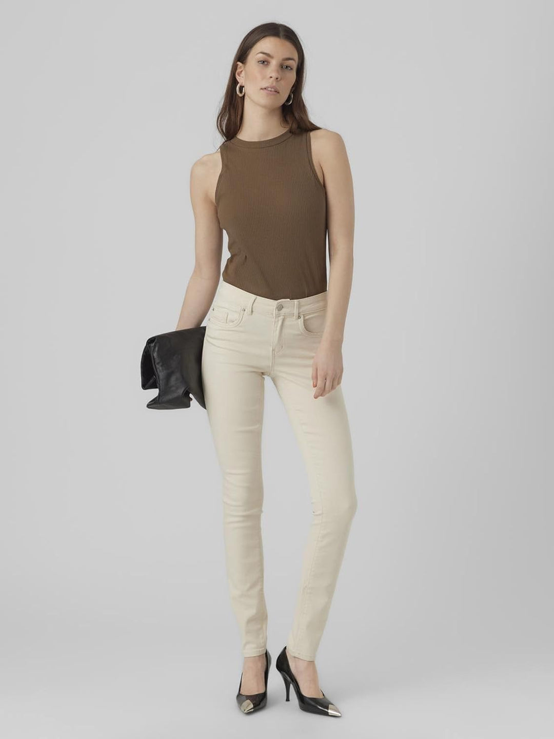 VERO MODA Damen Vmalia Mr Skinny Shape Jeans Ecru Noos Top L Ecru, L Ecru