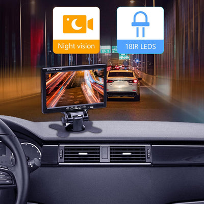 Drahtloses Rückfahrkamera Set mit 7-Zoll Monitor, 2 rückfahrkamera IP68 wasserdichte IR-Nachtsicht W