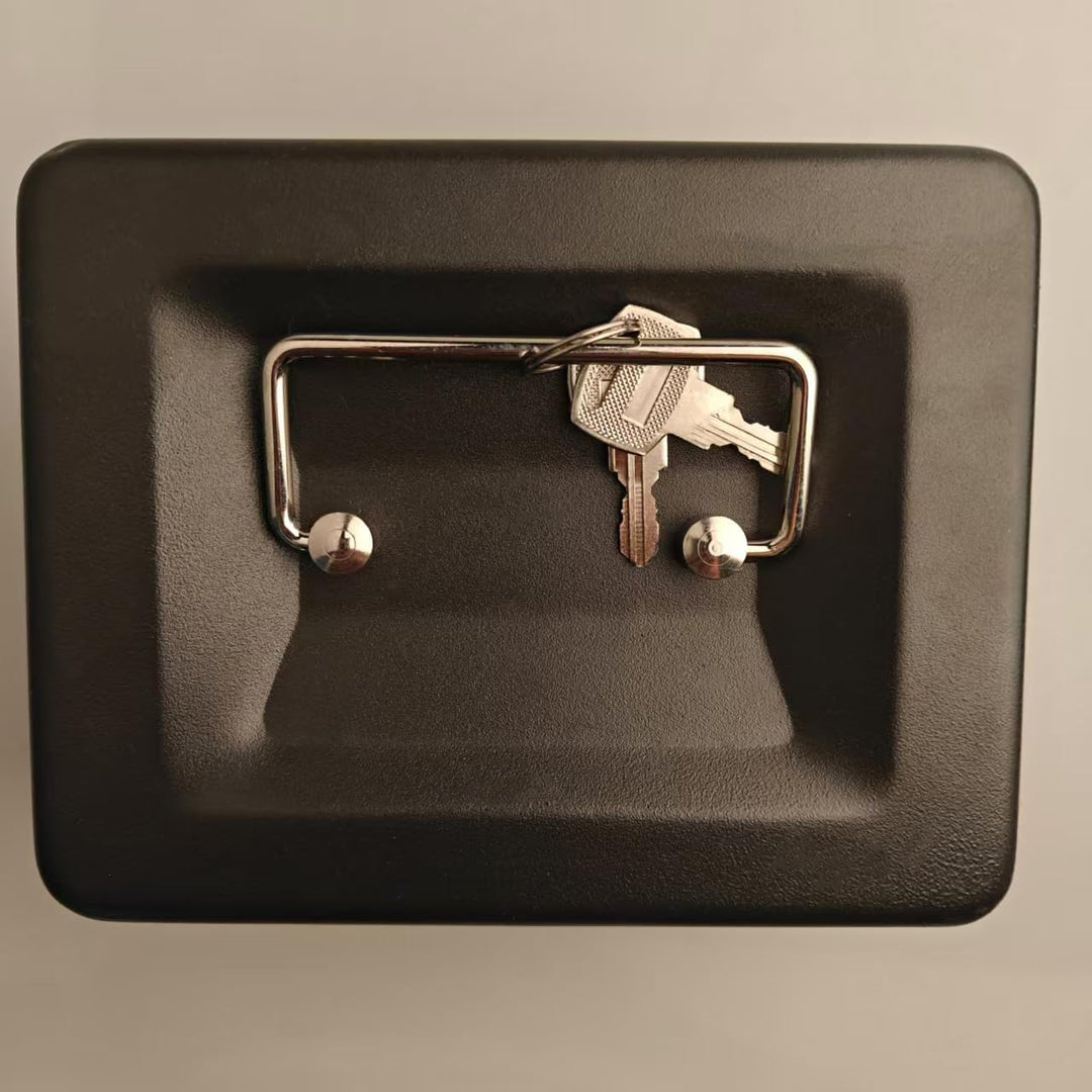 Grosse Geldkassette mit Tastensperre, tragbare Spardose aus Metall mit Doppelschicht und 2 Schlüssel