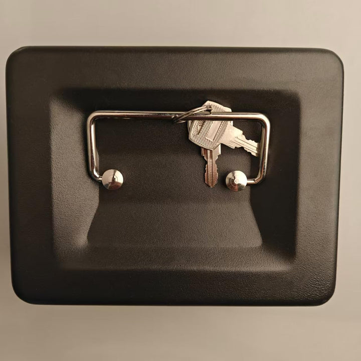 Grosse Geldkassette mit Tastensperre, tragbare Spardose aus Metall mit Doppelschicht und 2 Schlüssel