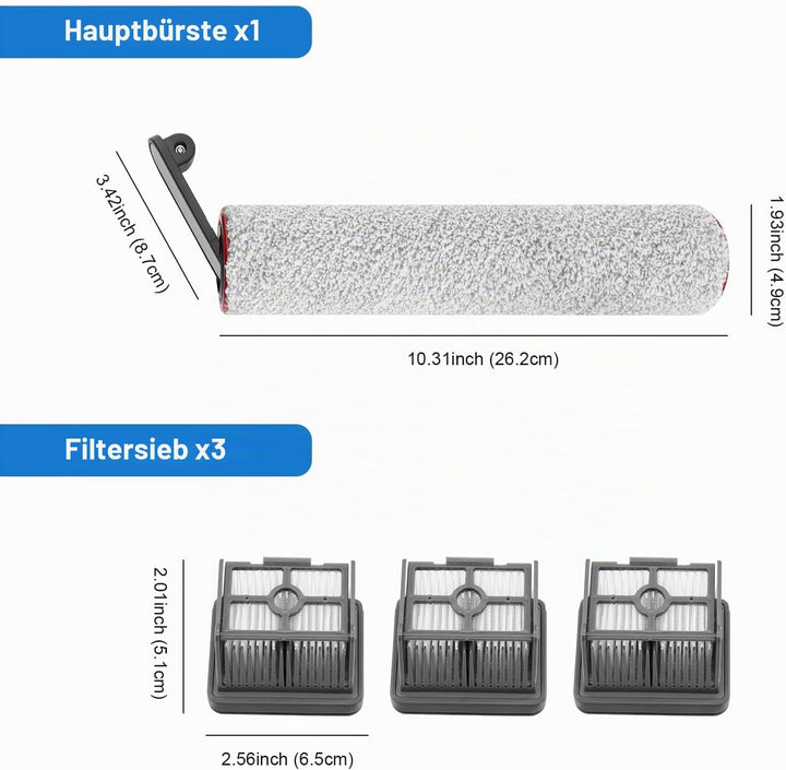 DingGreat 3 HEPA Filters + 1 Hauptbürste für Dreame H12 Pro Nass Trockensauger