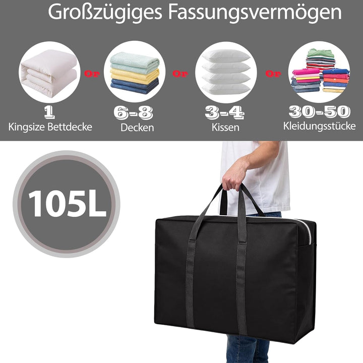 110L Grosse Heavy-Duty Aufbewahrungstasche, Reissfest & Staubdicht – Verstärkte Griffe für Schwere L