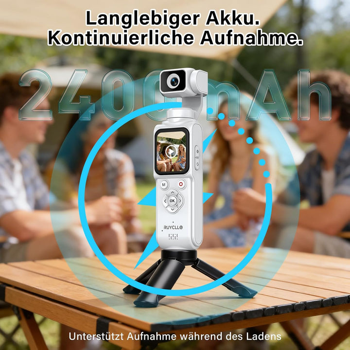 Action Kamera 4K, Vlog Kamera mit 1,72-Zoll-Touchscreen und 2-Achsen Stabilisierung, Digitalkamera m