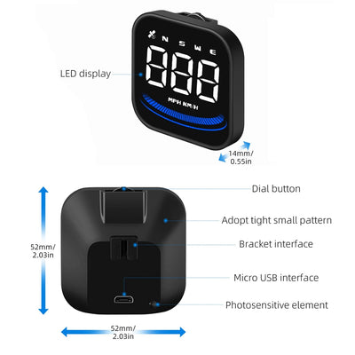 Geloo Auto HUD Head Up Display, Universell KMH & MPH Digital GPS Geschwindigkeitsmesser Smart Tachom