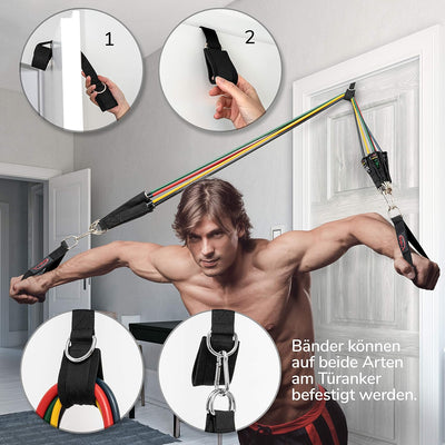 VIGO SPORTS Resistance Bands Expander Set inkl. Videokurs & PDF Anleitung - effektives Home-Workout