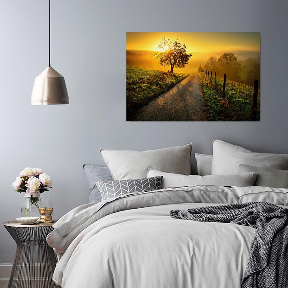 Feeby Bilder Sonnenuntergang Bäume 70x50 cm 1 Teilig Wohnzimmer Schlafzimmer Büro Flur Küche Wandbil