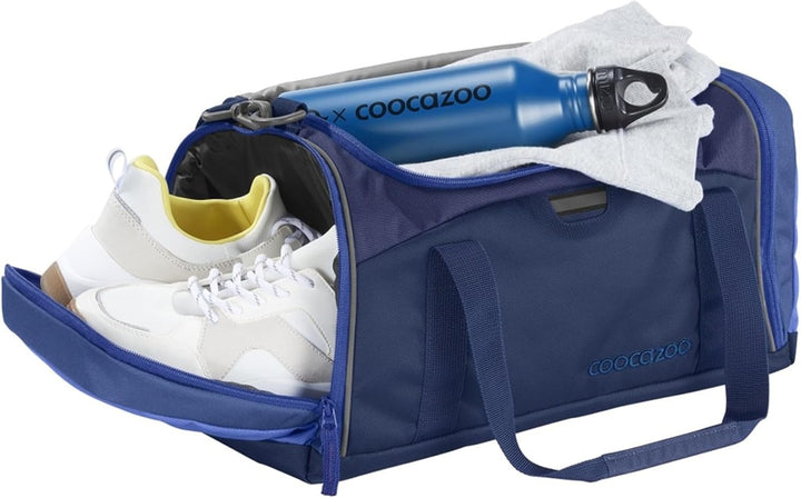 coocazoo Sporttasche „All Blue“, blau, Hauptfach, Nasswäschefach, Seitentasche, Reflektoren, 20 Lite