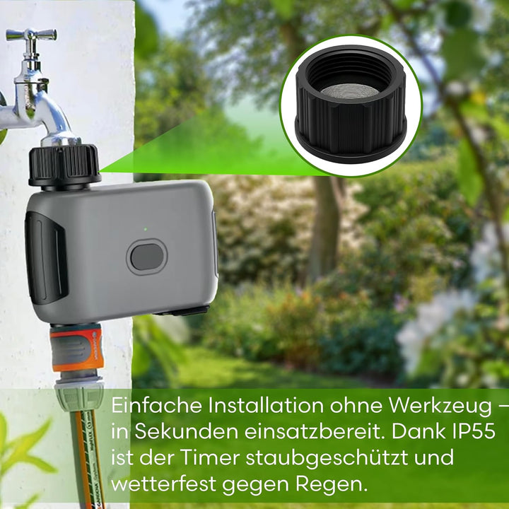 rainfactory Bewässerungscomputer WLAN mit Messinganschluss, Smart Water Timer, APP Steuerung, Alexa