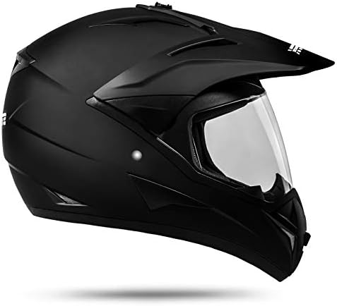 ATO Moto 801 GS War Matt Schwarz Grösse: S 55-56cm Enduro Helm mit Visier für Quad ATV Motocross Mot