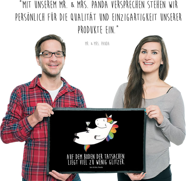 Mr. & Mrs. Panda 50 x 75 cm Fussmatte Einhorn Cocktail - Geschenk, Unicorn, Schmutzmatte, Türvorlege