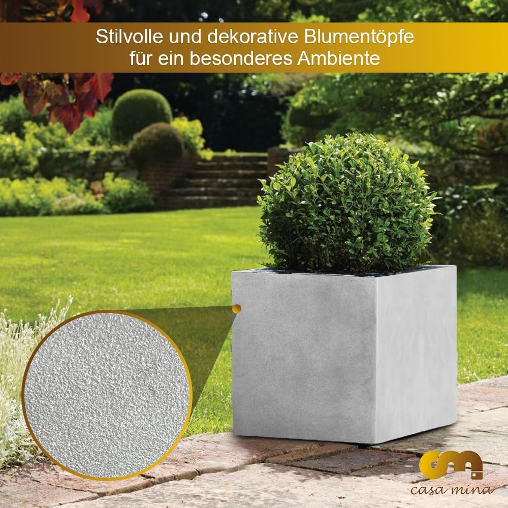 Esteras Blumenkübel Eckig - Pflanzkübel Gross für Aussen - Blumenkübel Hoch mit Wasserabfluss, Frost