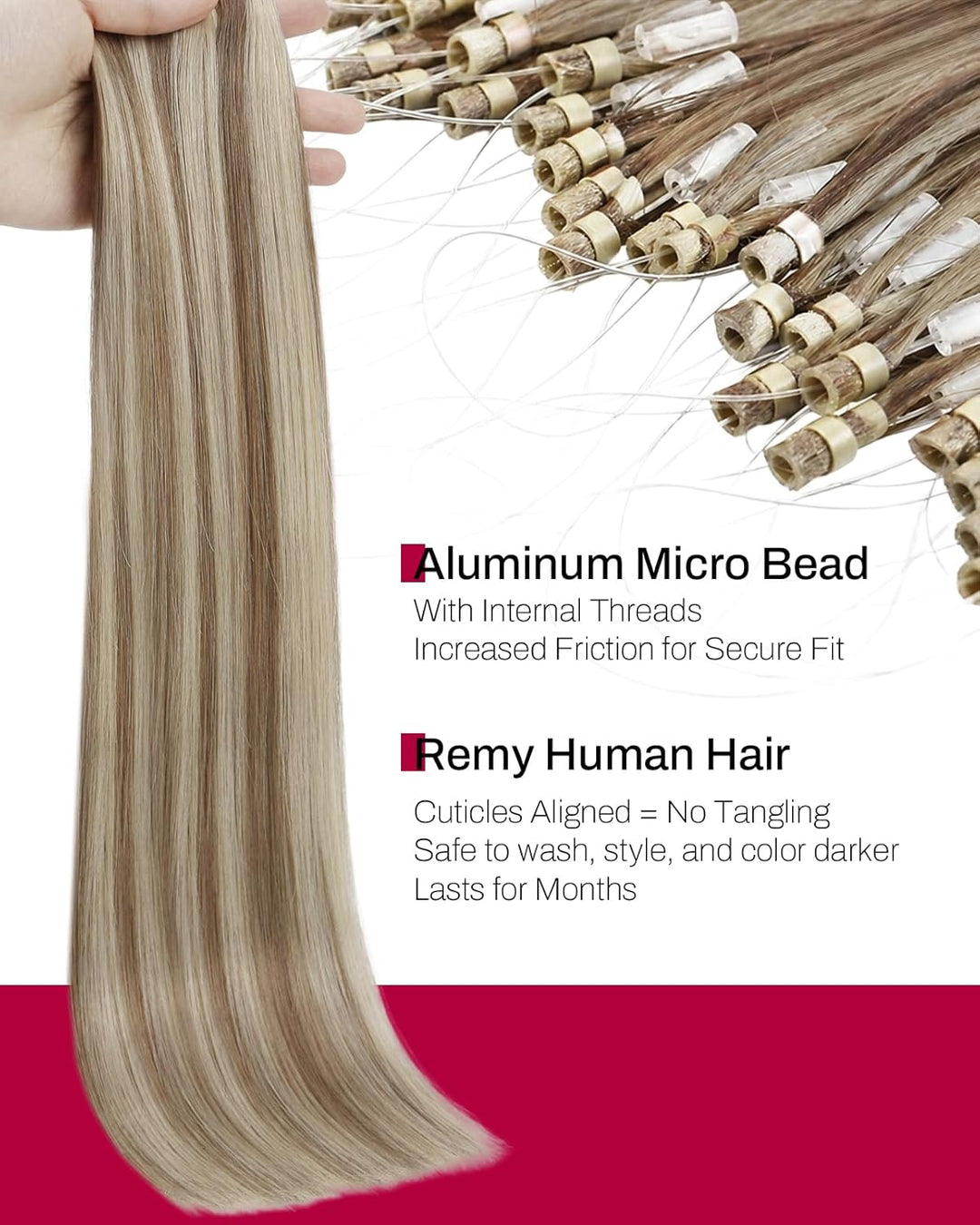 Moresoo Microring Extensions Echthaar Blond 1g Cold Fusion Micro Loop Extensions Echthaar Blond Strä