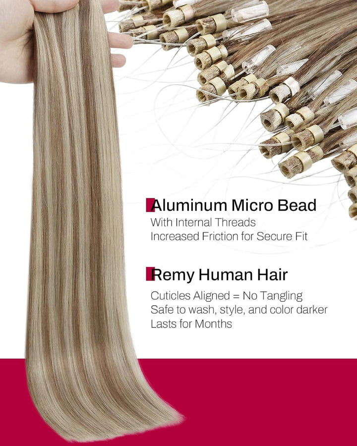 Moresoo Microring Extensions Echthaar Blond 1g Cold Fusion Micro Loop Extensions Echthaar Blond Strä