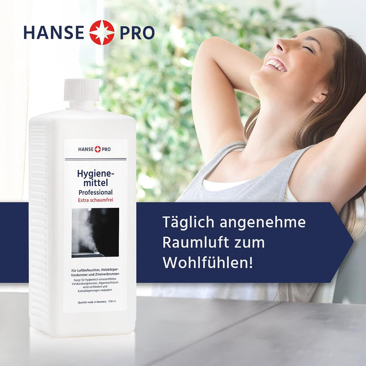 HANSE PRO Hygienemittel Professional, 4 x 1000 ml I Für Luftbefeuchter, Luftreiniger, Luftwäscher, H
