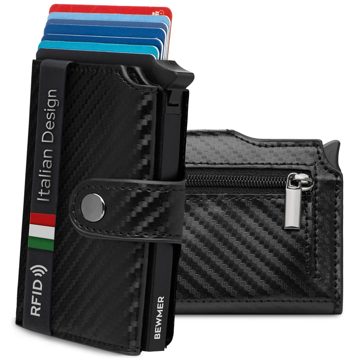 BEWMER 2 Shielded | Herren und Damen Slim Wallet mit RFID-Schutz Anti-Cloning | Kartenetui mit Münzf