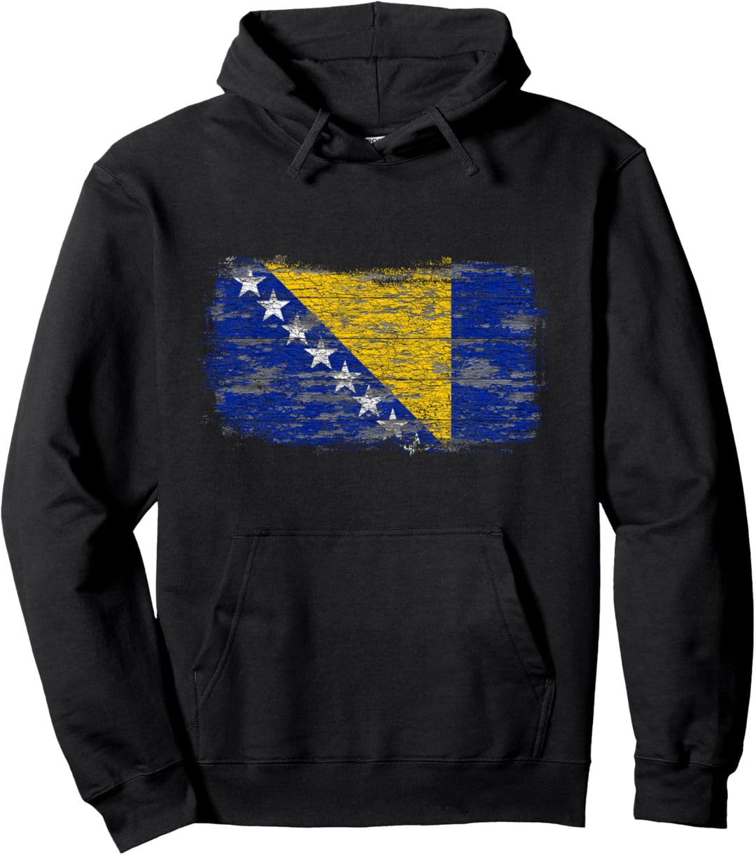 Rustikale Nationalflagge von Bosnien und Herzegowina Pullover Hoodie
