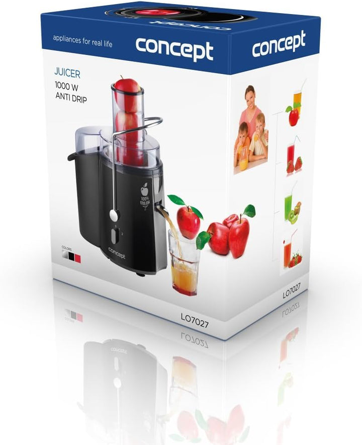 CONCEPT Hausgeräte LO7027 Entsafter Fresh mit XXL einfüllöffnung, 7,2 cm und zwei schaltstufen, 16 8