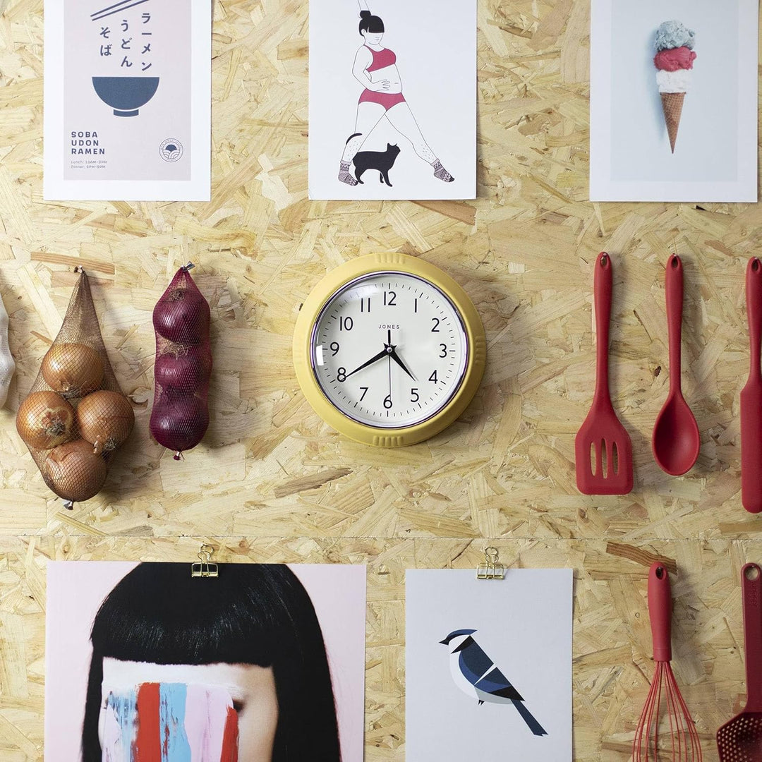 JONES CLOCKS® Ketchup-Wanduhr, Retro-Design, perfekt für die Küche, Heimbüro, Schlafzimmer 25cm Frec