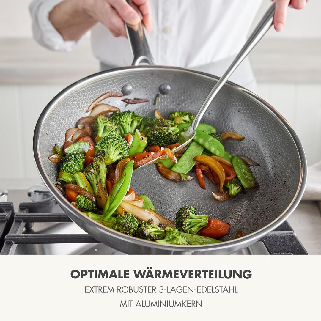 GreenPan Hybrid-Wok aus Edelstahl mit Antihaftbeschichtung, 28 cm, APEX Tri-Ply Thermobond PFAS-frei