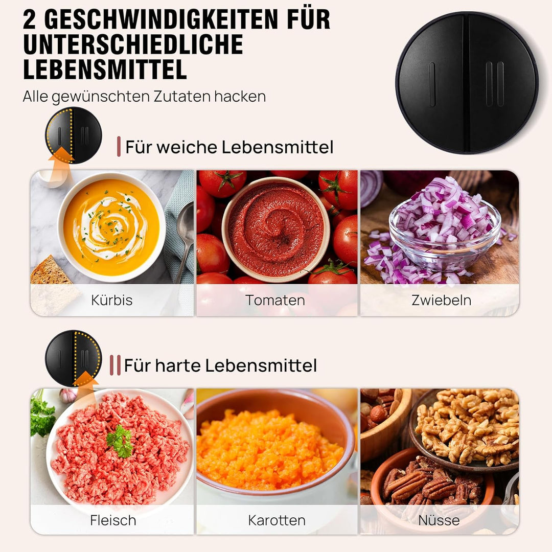 Zerkleinerer Küche Elektrisch, Zerkleinerer Mit 2L Glasbehälter. 300W Multizerkleinerer Elektrisch m