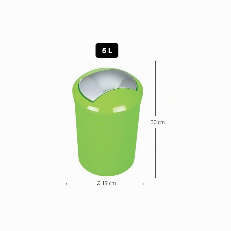 Spirella Design Kosmetikeimer 10.15328 "Sydney mit Schwingdeckel 5 Liter (ØxH): 19 x 30 cm Grün, Grü