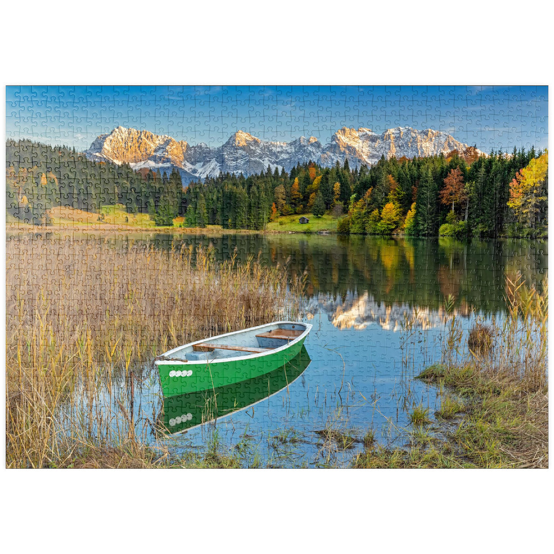 Geroldsee bei Gerold in der Alpenwelt Karwendel, Blick zum Karwendelgebirge - Premium 1000 Teile Puz