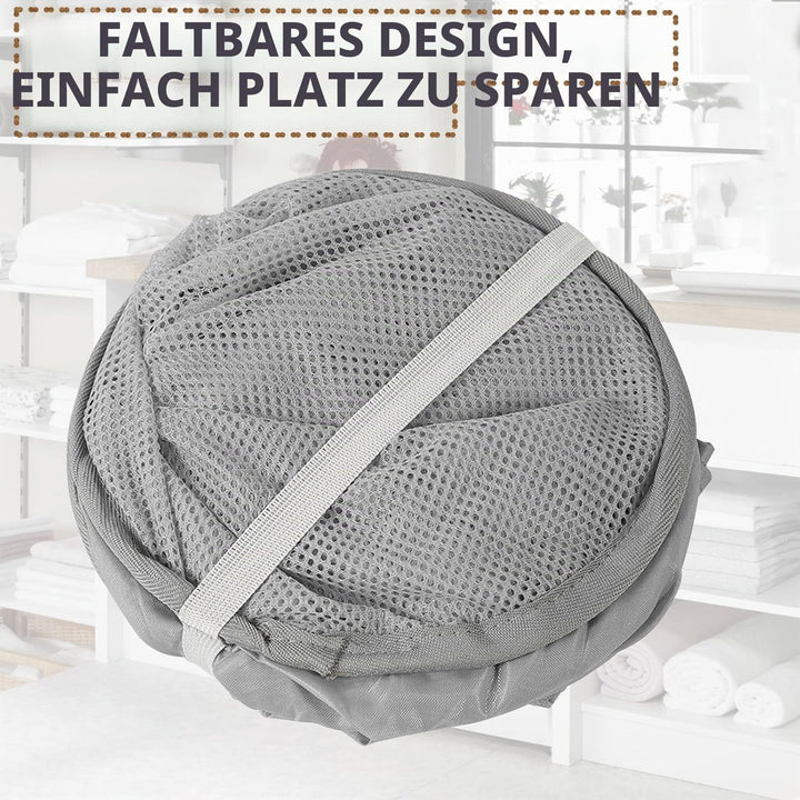 Wäschekörbe, faltbar, 36 x 36 x 58 cm, Pop-Up, Wäschekorb, faltbar, Pop-Up, aus Netzgewebe mit Griff