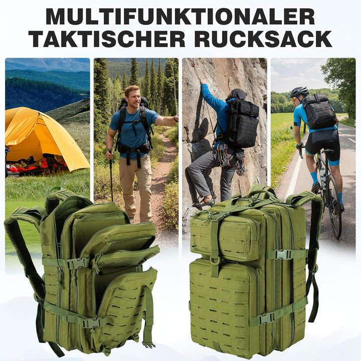 SHANNA Trekkingrucksack, Wanderrucksäcke Militärrucksack 45L Armee Rucksack MOLLE Assault Pack Takti