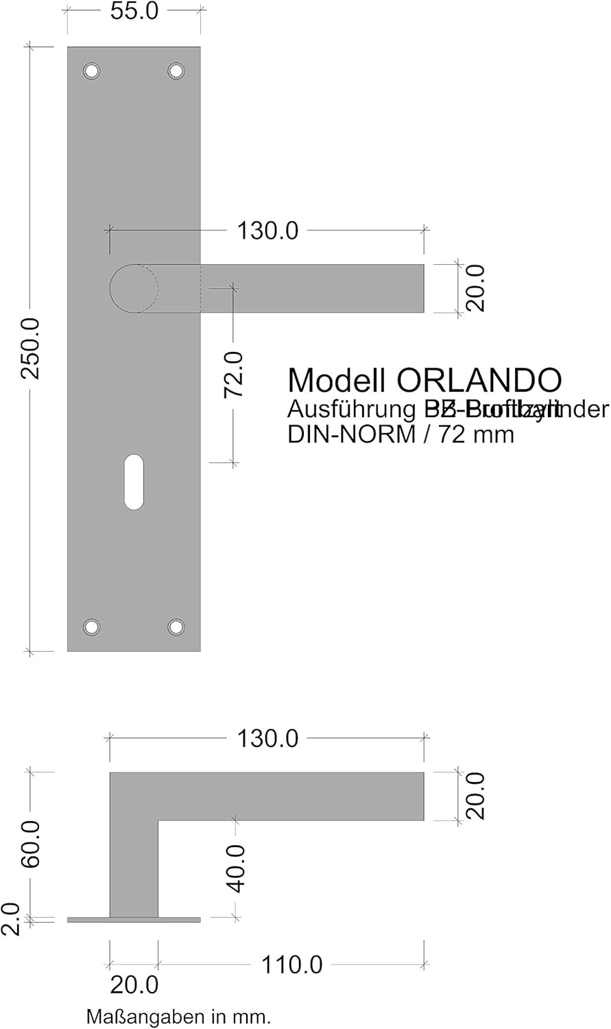 Gedotec Drückergarnitur Zimmertür Türbeschlag Edelstahl - Orlando | Türgriff schwarz matt | Tür-Schi