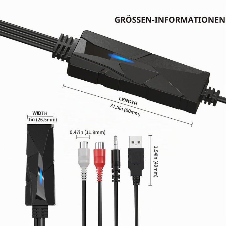 DigitalLife USB Audio Capture Grabber with 3.5mm & R/L Stereo Input - Audio Digitizer, AV202-B, AV20