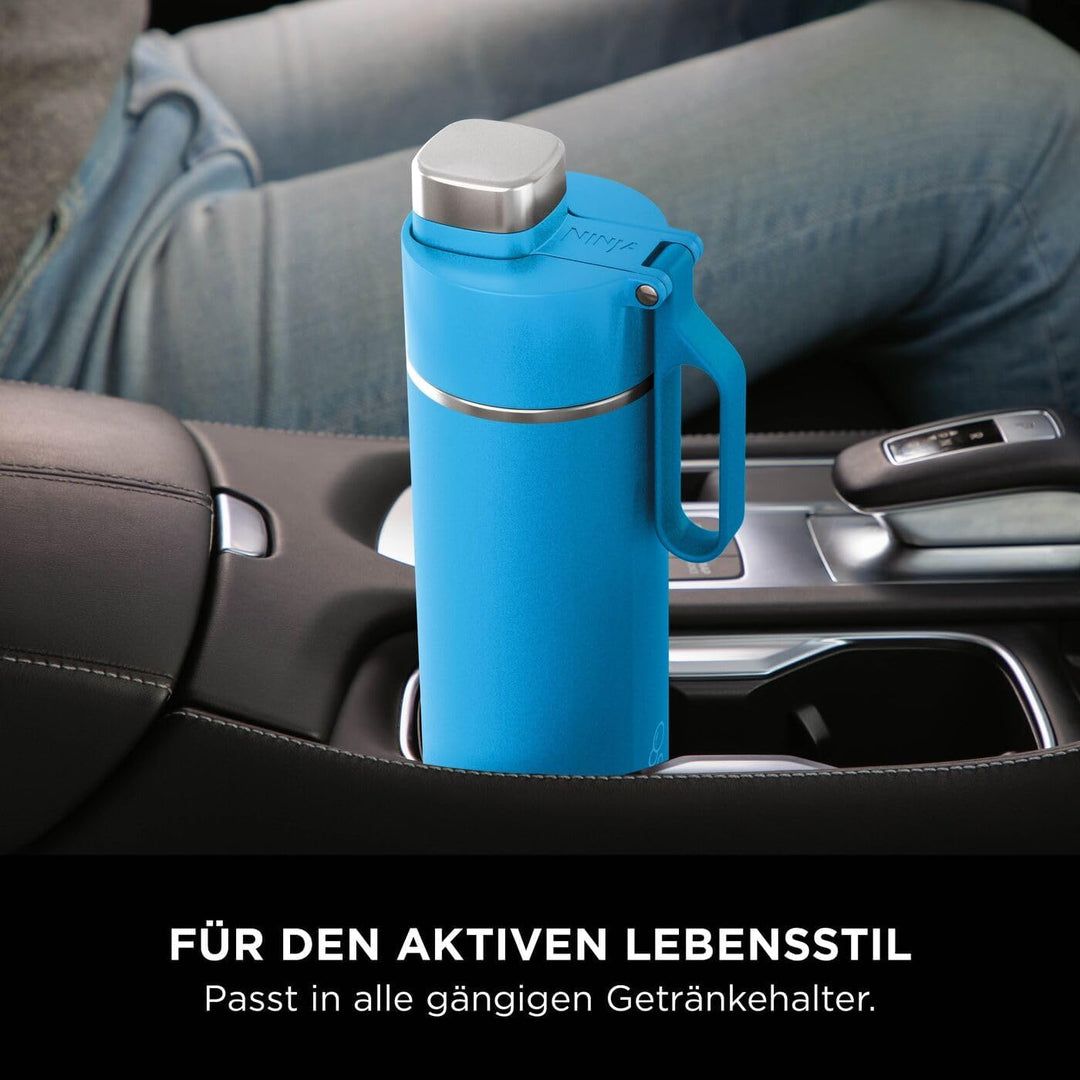 Ninja Thirsti Wasserflasche, Thermobecher to go, 700ml, auslaufsicherer Deckel, für kohlensäurehalti