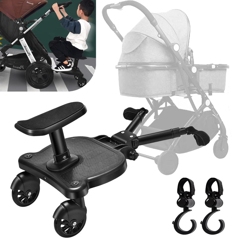 Buggy Board für alle Kinderwagen, Vihir Kiddy Board mit Sitz, Trittbrett Mitfahrbrett Universal pass