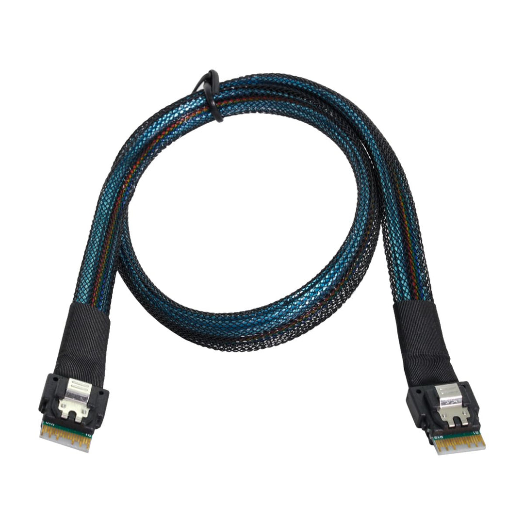 Cablecc PCI-E Slimline SAS 4.0 SFF-8654 4i 38pin Host auf SFF-8654 Slim SAS Zielkabel, 40 cm Black S