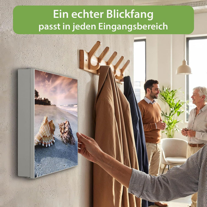 banjado Grosser Schlüsselkasten Glas - Schlüsselbox 30x30cm mit 50 Haken - Schlüsselkasten modern fü