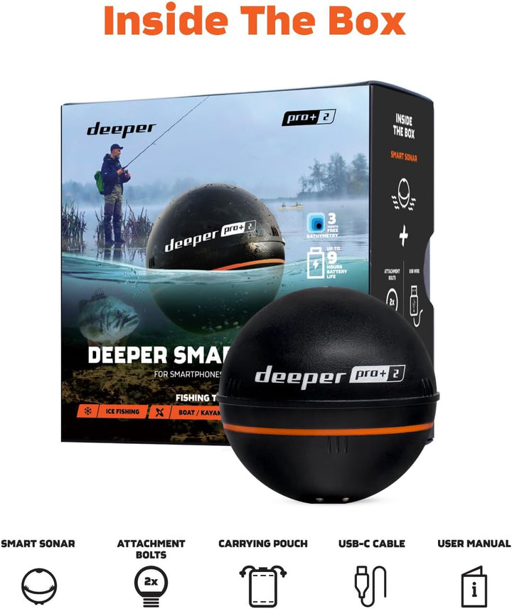 DEEPER SMART Sonar PRO+ 2 Fischfinder Echolot – auswerfbar mit Tiefenmesser und GPS-Sender | Technik