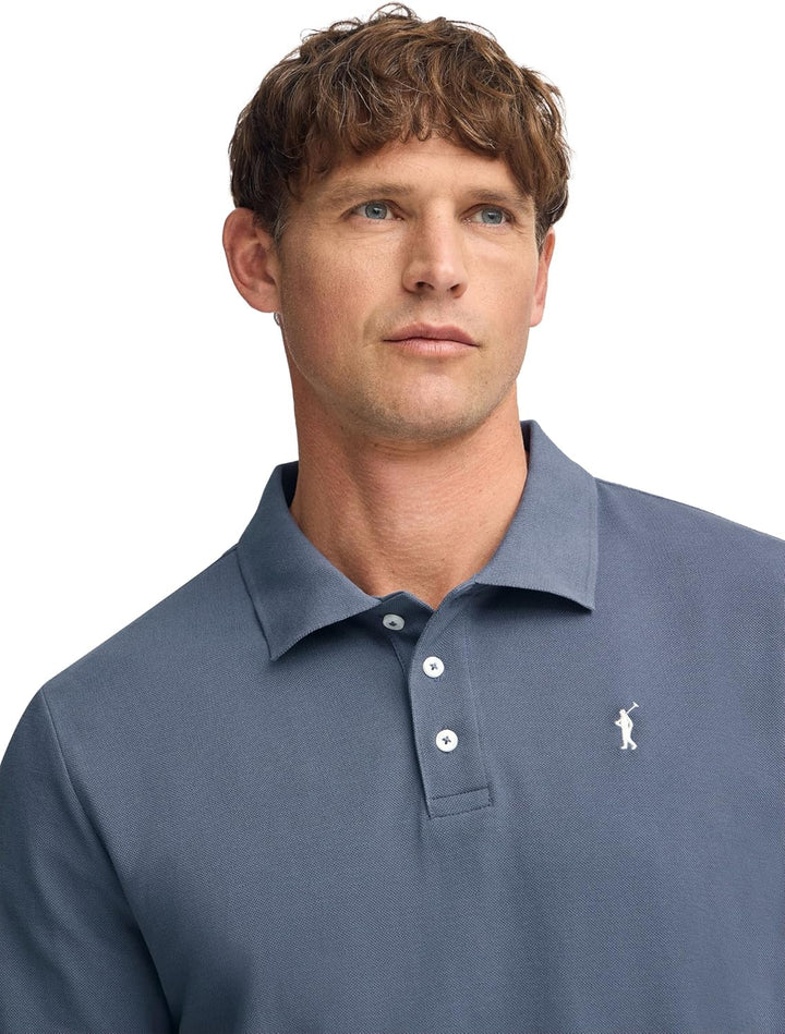 Polo Club Herren Poloshirt Kurzarm Regular Fit Baumwolle Männer Polohemd Longsleeve, Blau Denim