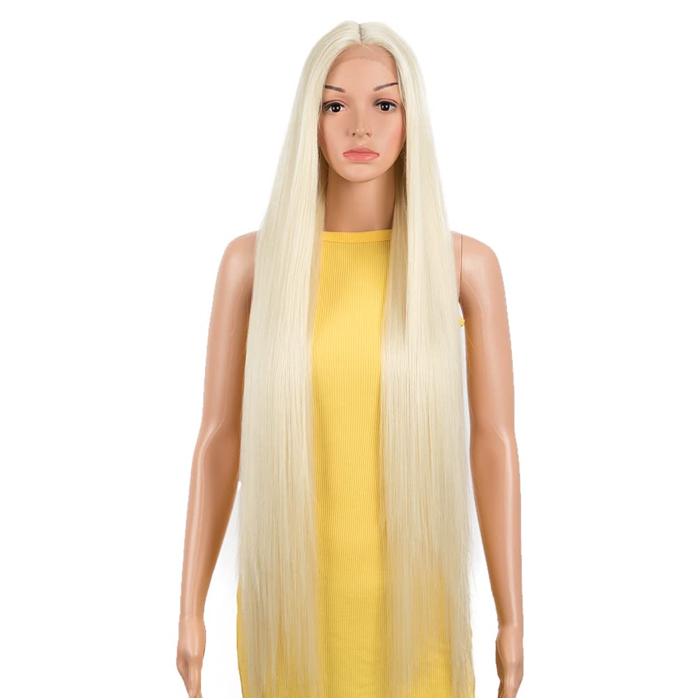 DÉBUT Lace Front Perücke Super lange Glatte Perücke für Damen 95 cm 260g Kunsthaar Hitzebeständige F