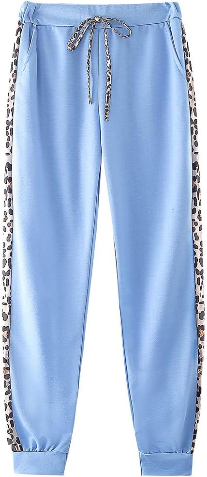 amropi Traingsanzug Damen Jogginganzug Leopard Kapuzenpullover Lange Ärmel Top + Hose Sportanzug 2 S