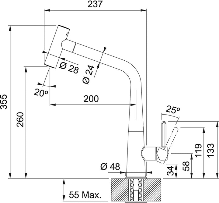 Franke 115.0625.188 ICON PULL-OUT SPRAY Einhebelmischer, Silver