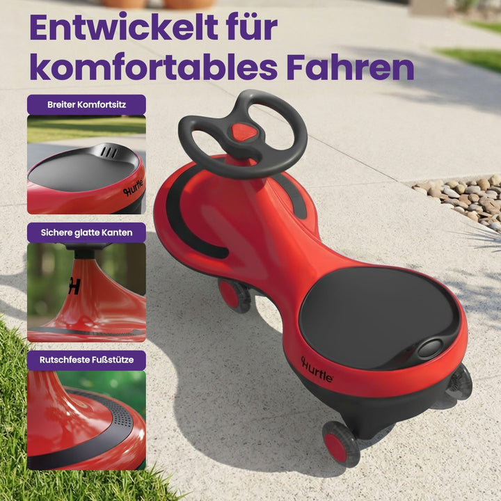 Hurtle Rutschauto Wiggle Drift Car für Kinder Rot Ohne Batterien Twist and Go fördert Motorik Indoor