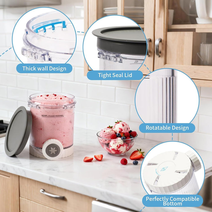 Ersatz Behälter Ninja Swirl CREAMi - Kompatibel mit Ninja Creami NC701 & NC700 (4 Black set), 4 Blac